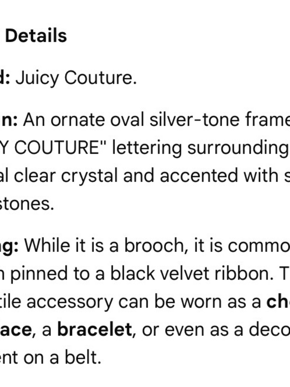 Vintage Juicy Couture Silver-Tone Oval Brooch with Swarovski Crystals - Picture 7 of 7
